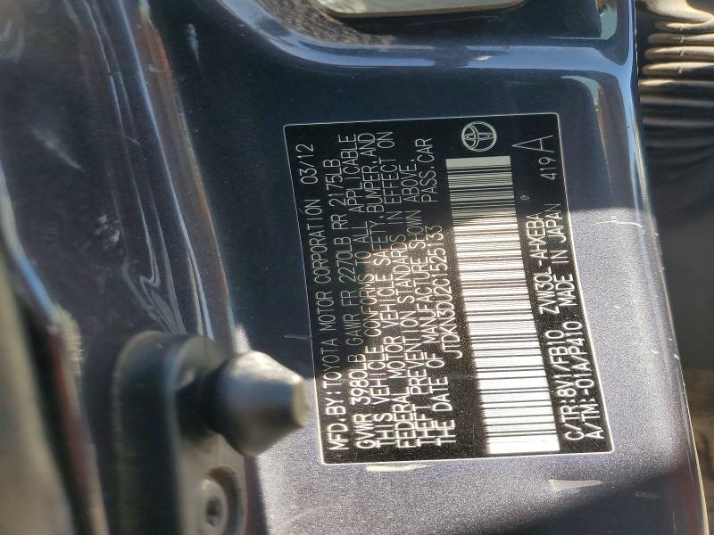 68972376 :رقم المزاد ، JTDKN3DU2C1525133 vin ، 2012 Toyota Prius مزاد بيع