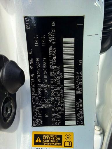 Aukcja sprzedaży 2017 Toyota Highlander, vin: 5TDDZRFH2HS478194, numer aukcji: 70010646