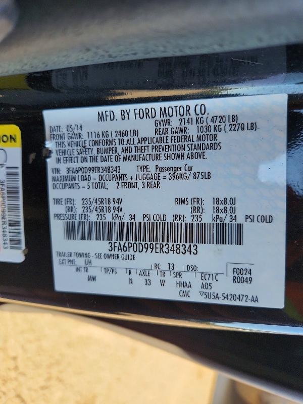 Продаж на аукціоні авто 2014 Ford Fusion, vin: 3FA6P0D99ER348343, номер лоту: 67430656