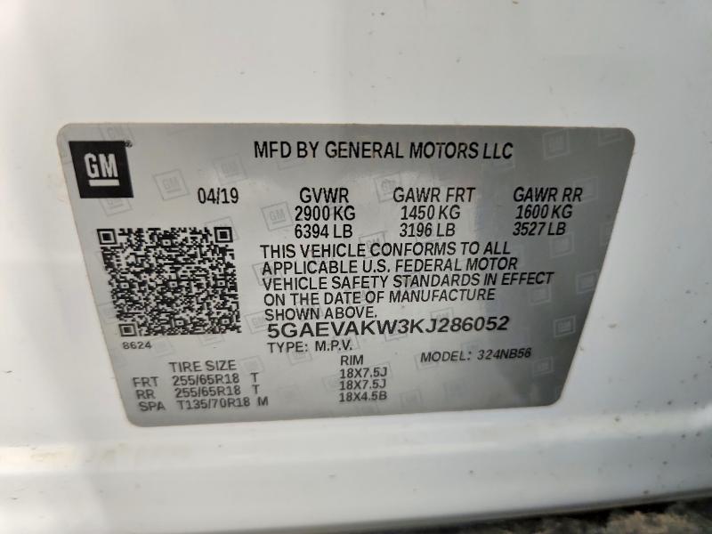 63851196 :رقم المزاد ، 5GAEVAKW3KJ286052 vin ، 2019 Buick Enclave مزاد بيع