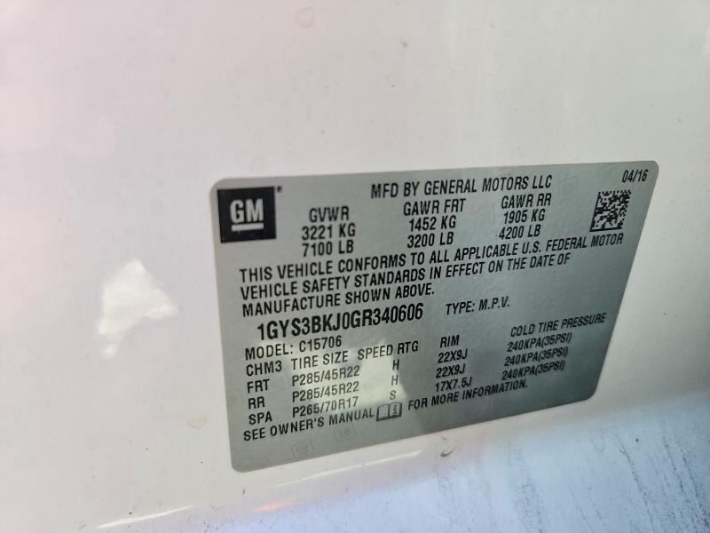 Продаж на аукціоні авто 2016 Cadillac Escalade, vin: 1GYS3BKJ0GR340606, номер лоту: 70585286