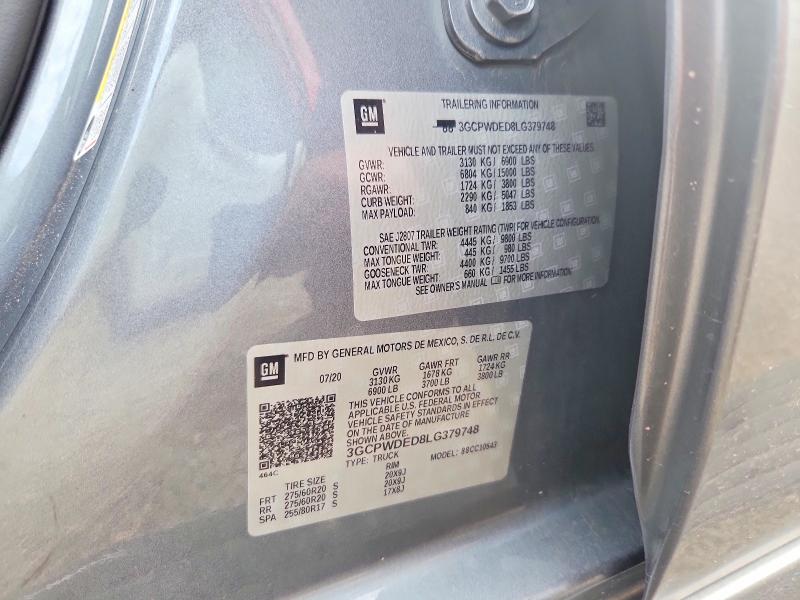 67129276 :رقم المزاد ، 3GCPWDED8LG379748 vin ، 2020 Chevrolet Silverado مزاد بيع