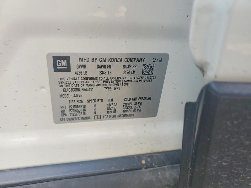 67155006 :رقم المزاد ، KL4CJCSB8JB645411 vin ، 2018 Buick Encore مزاد بيع