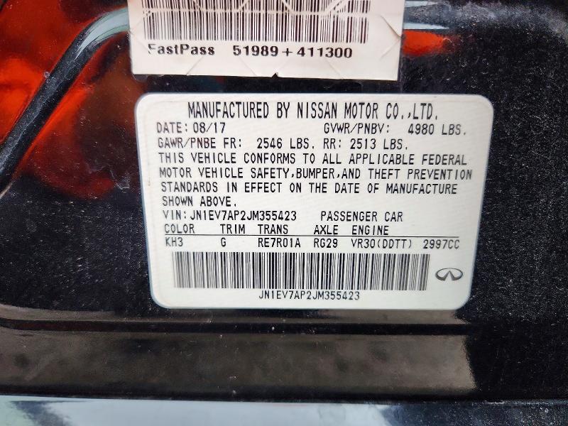 68225126 :رقم المزاد ، JN1EV7AP2JM355423 vin ، 2018 Infiniti Q50 مزاد بيع