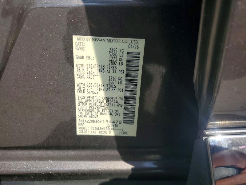 Продажа на аукционе авто 2016 Nissan Murano, vin: 5N1AZ2MH1GN134479, номер лота: 67540576