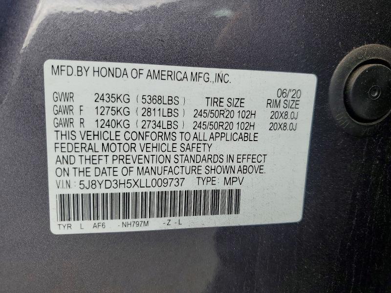 Продажа на аукционе авто 2020 Acura Mdx, vin: 5J8YD3H5XLL009737, номер лота: 69228146