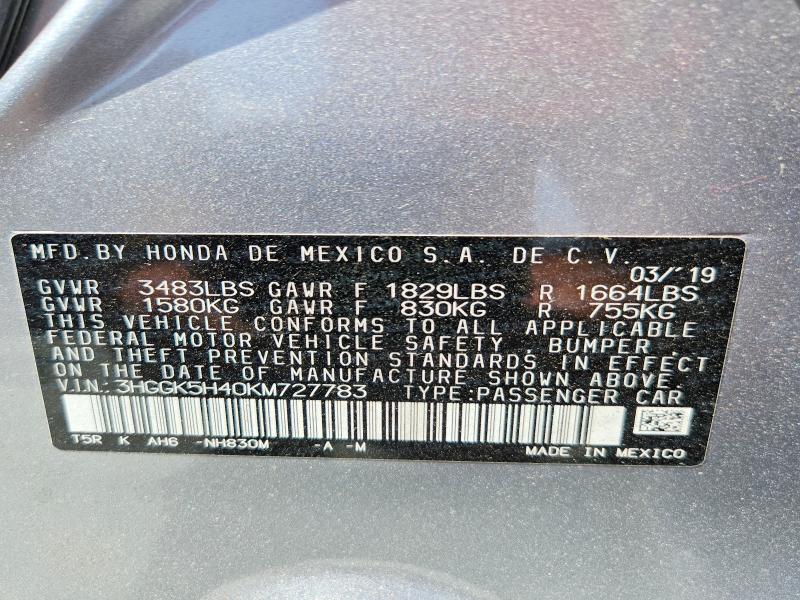 67219076 :رقم المزاد ، 3HGGK5H40KM727783 vin ، 2019 Honda Fit مزاد بيع