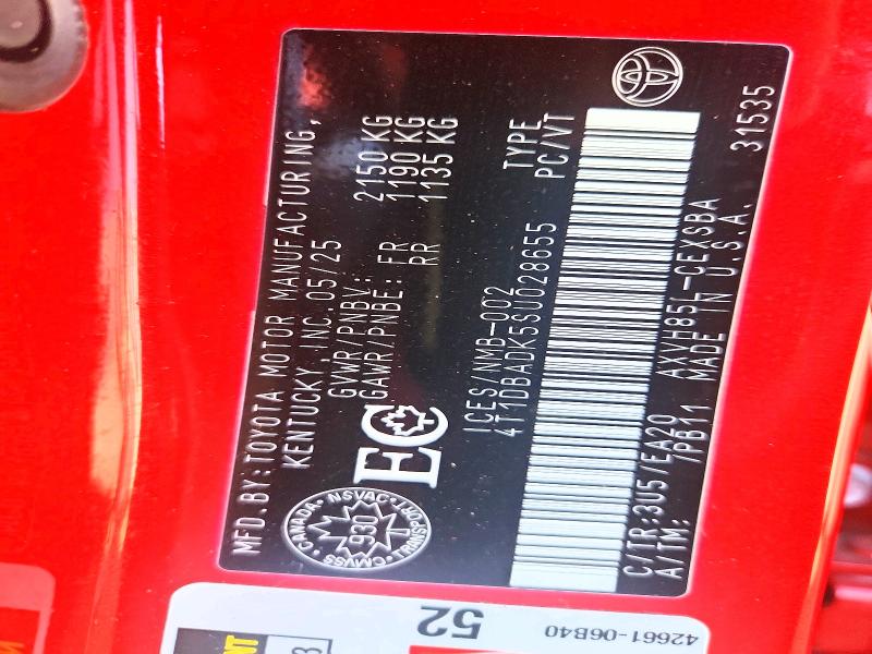65854036 :رقم المزاد ، 4T1DBADK5SU028655 vin ، 2025 Toyota Camry مزاد بيع