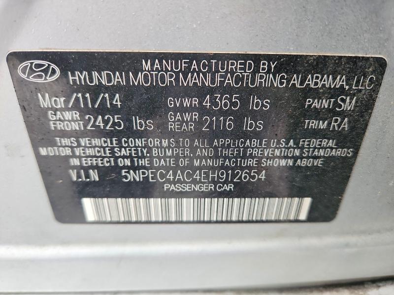 Aukcja sprzedaży 2014 Hyundai Sonata, vin: 5NPEC4AC4EH912654, numer aukcji: 70088476