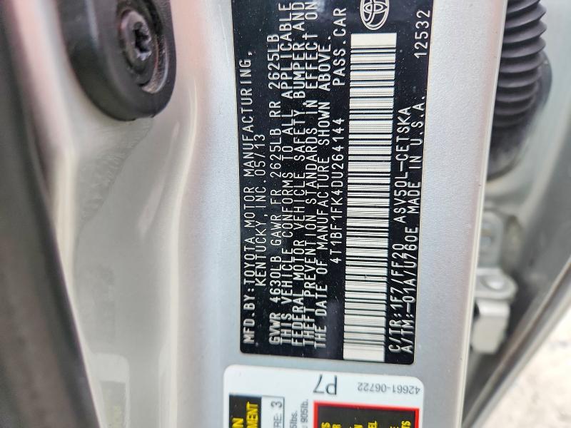 Aukcja sprzedaży 2013 Toyota Camry, vin: 4T1BF1FK4DU264144, numer aukcji: 68410786