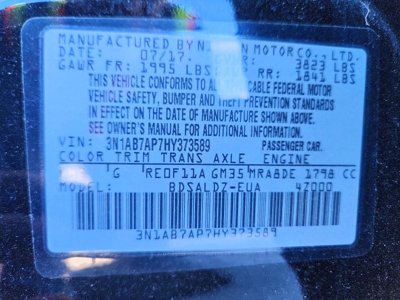 Продажа на аукционе авто 2017 Nissan Sentra, vin: 3N1AB7AP7HY373589, номер лота: 69755606