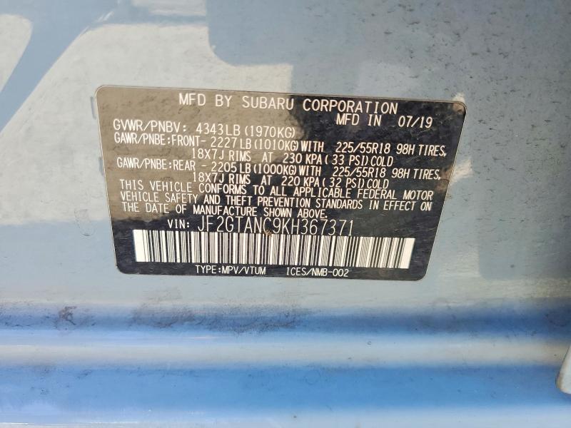 Продажа на аукционе авто 2019 Subaru Crosstrek, vin: JF2GTANC9KH367371, номер лота: 69040616