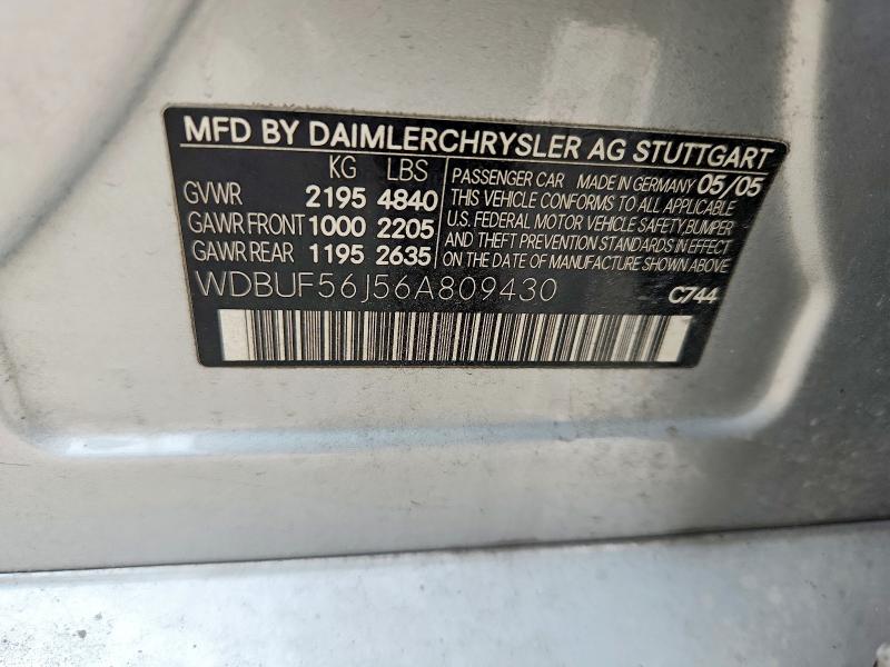 2006 Mercedes-benz E მანქანა იყიდება აუქციონზე, vin: WDBUF56J56A809430, აუქციონის ნომერი: 67313256