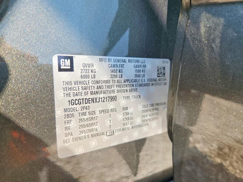 2018 Chevrolet Colorado მანქანა იყიდება აუქციონზე, vin: 1GCGTDENXJ1217990, აუქციონის ნომერი: 67246956
