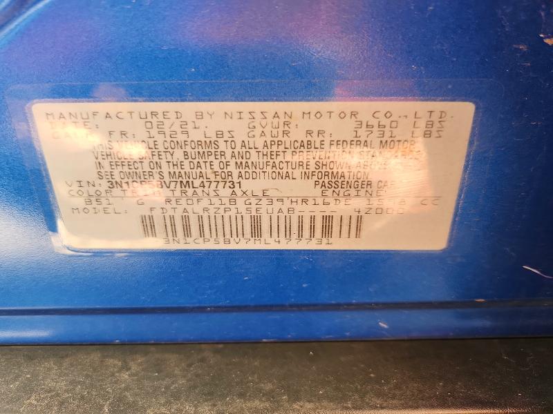 2021 Nissan Kicks მანქანა იყიდება აუქციონზე, vin: 3N1CP5BV7ML477731, აუქციონის ნომერი: 67343096