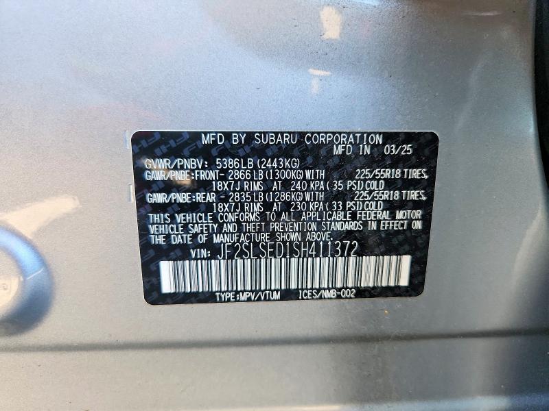 69233796 :رقم المزاد ، JF2SLSED1SH411372 vin ، 2025 Subaru Forester مزاد بيع