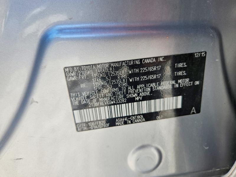 Aukcja sprzedaży 2016 Toyota Rav4, vin: 2T3BFREVXGW433282, numer aukcji: 68483496
