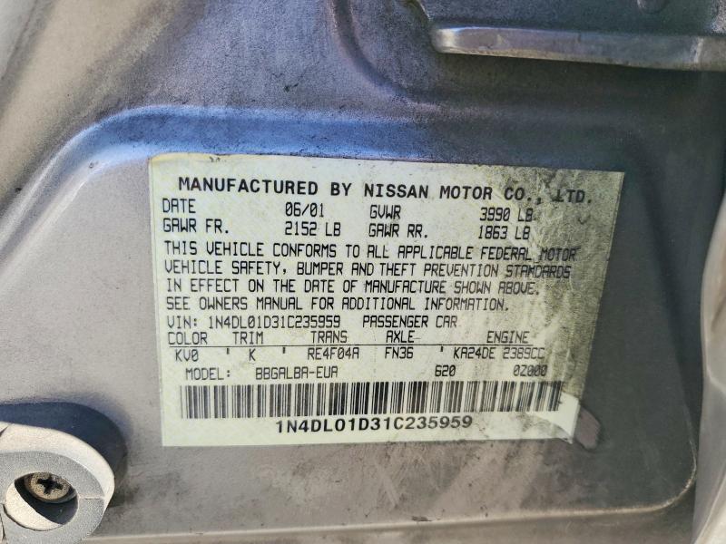 Продаж на аукціоні авто 2001 Nissan Altima, vin: 1N4DL01D31C235959, номер лоту: 68808566