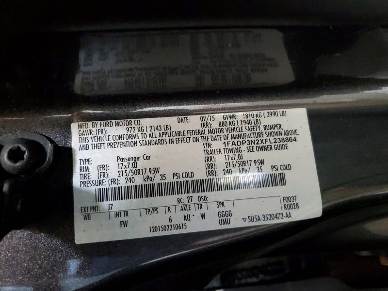 Продажа на аукционе авто 2015 Ford Focus, vin: 1FADP3N2XFL238864, номер лота: 67872916
