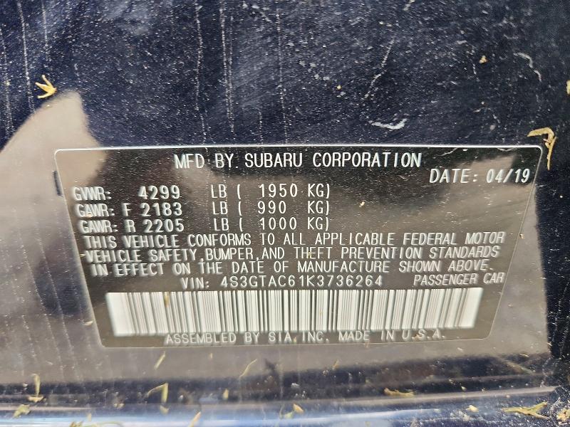 Aukcja sprzedaży 2019 Subaru Impreza, vin: 4S3GTAC61K3736264, numer aukcji: 69085526