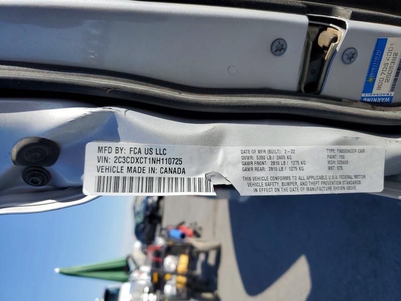 2022 Dodge Charger მანქანა იყიდება აუქციონზე, vin: 2C3CDXCT1NH110725, აუქციონის ნომერი: 68087876