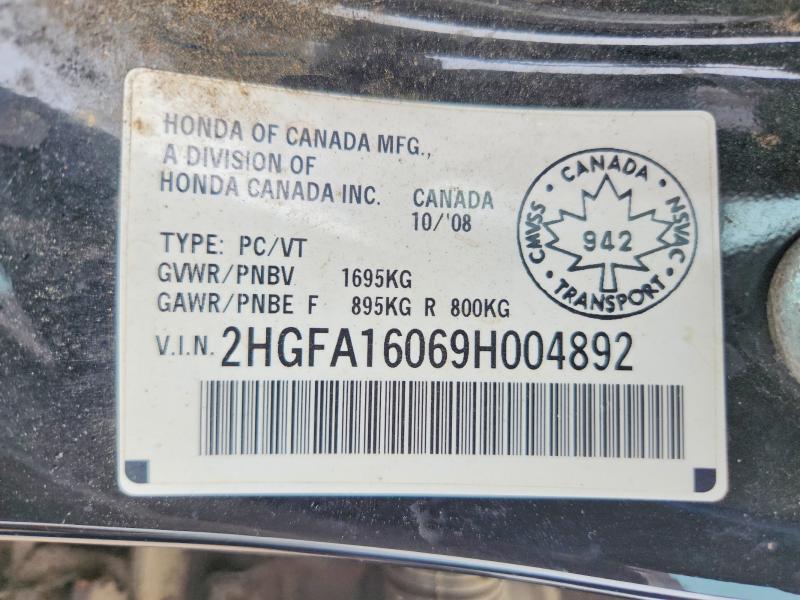 Aukcja sprzedaży 2009 Honda Civic, vin: 2HGFA16069H004892, numer aukcji: 66277066