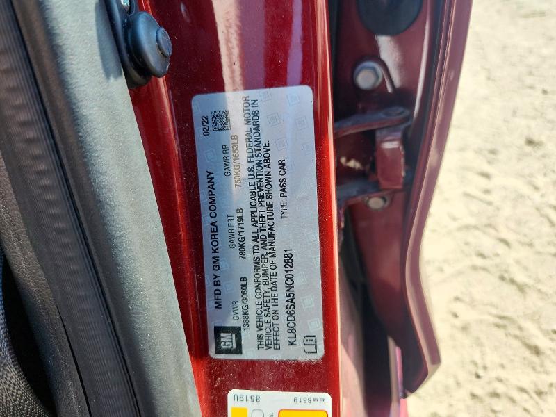 Aukcja sprzedaży 2022 Chevrolet Spark, vin: KL8CD6SA5NC012881, numer aukcji: 67518556