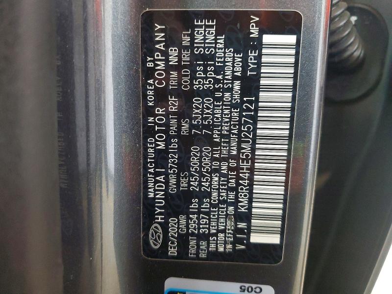 67336066 :رقم المزاد ، KM8R44HE5MU257121 vin ، 2021 Hyundai Palisade مزاد بيع