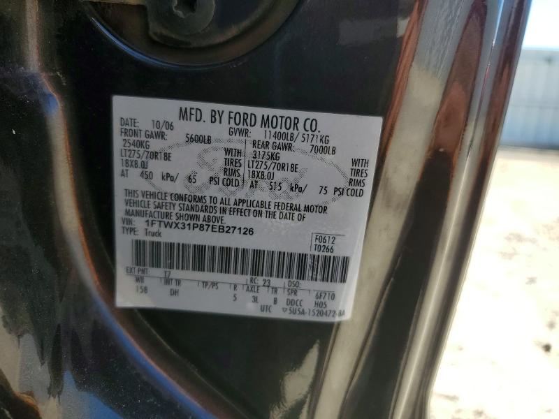 Продажа на аукционе авто 2007 Ford F350, vin: 1FTWX31P87EB27126, номер лота: 70833016