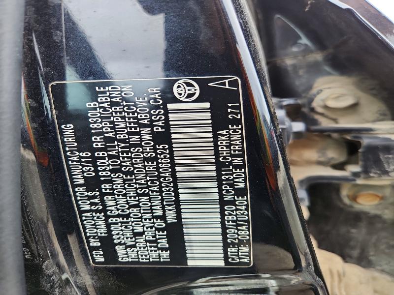69372426 :رقم المزاد ، VNKKTUD32GA066525 vin ، 2016 Toyota Yaris مزاد بيع