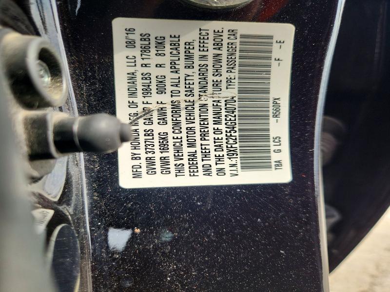 Aukcja sprzedaży 2016 Honda Civic, vin: 19XFC2F54GE240704, numer aukcji: 70849566