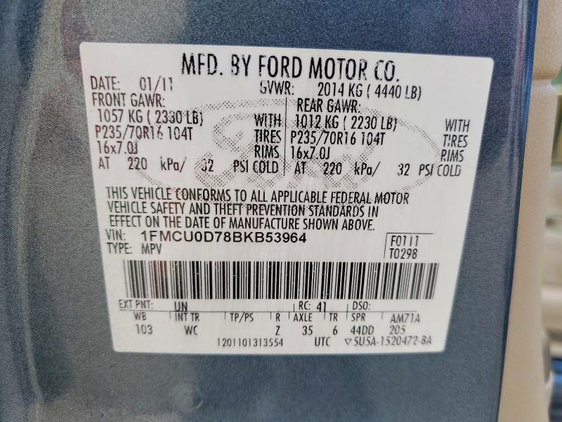Продаж на аукціоні авто 2011 Ford Escape, vin: 1FMCU0D78BKB53964, номер лоту: 70187596