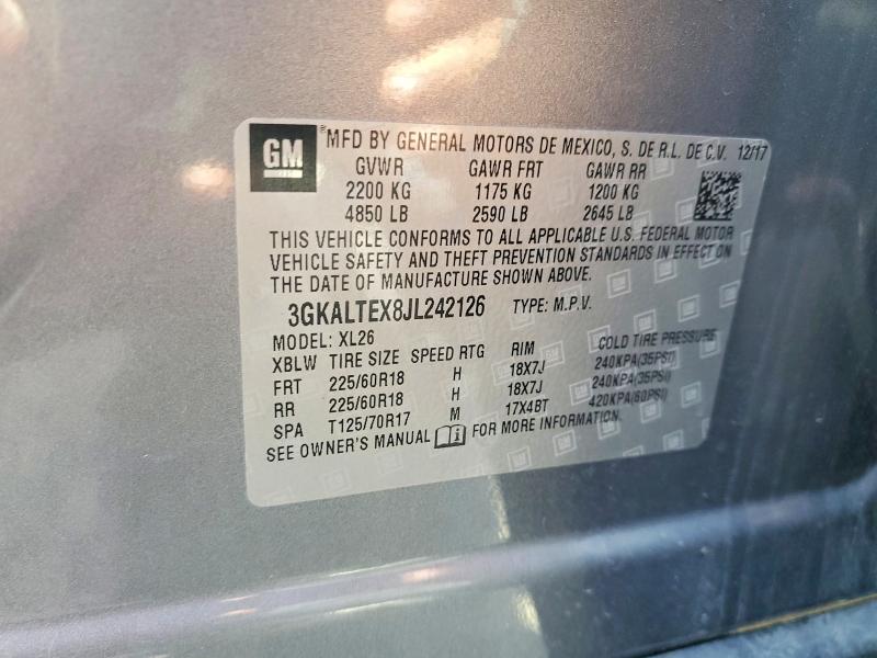 68957146 :رقم المزاد ، 3GKALTEX8JL242126 vin ، 2018 Gmc Terrain مزاد بيع