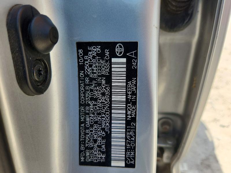 Aukcja sprzedaży 2009 Toyota Prius, vin: JTDKB20U793493561, numer aukcji: 67359936