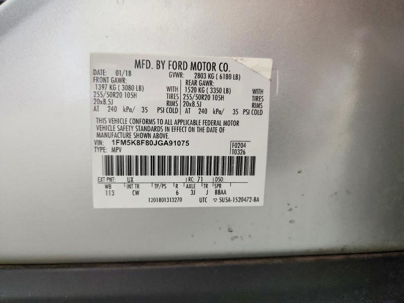 Продажа на аукционе авто 2018 Ford Explorer, vin: 1FM5K8F80JGA91075, номер лота: 70566206