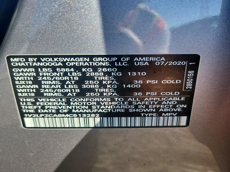 68289276 :رقم المزاد ، 1V2LP2CA8MC513282 vin ، 2021 Volkswagen Atlas مزاد بيع