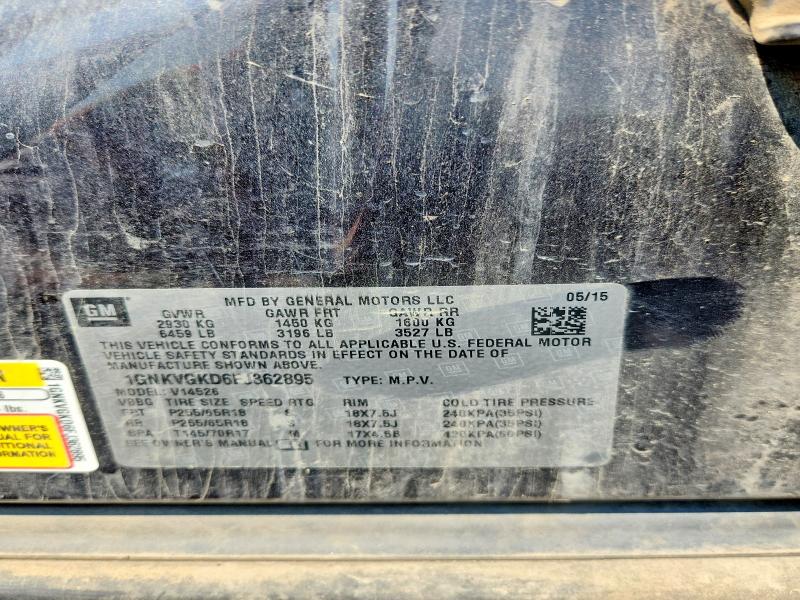 66448876 :رقم المزاد ، 1GNKVGKD6FJ362895 vin ، 2015 Chevrolet Traverse مزاد بيع