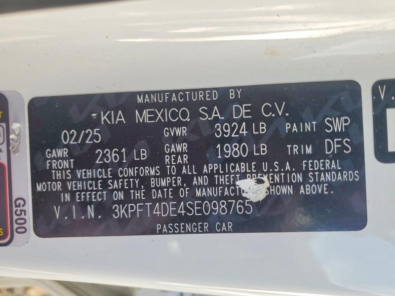 Aukcja sprzedaży 2025 Kia K4, vin: 3KPFT4DE4SE098765, numer aukcji: 68666046