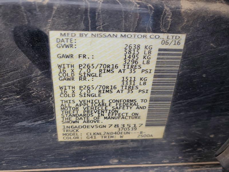 Продажа на аукционе авто 2016 Nissan Frontier, vin: 1N6AD0EV5GN783517, номер лота: 68385296