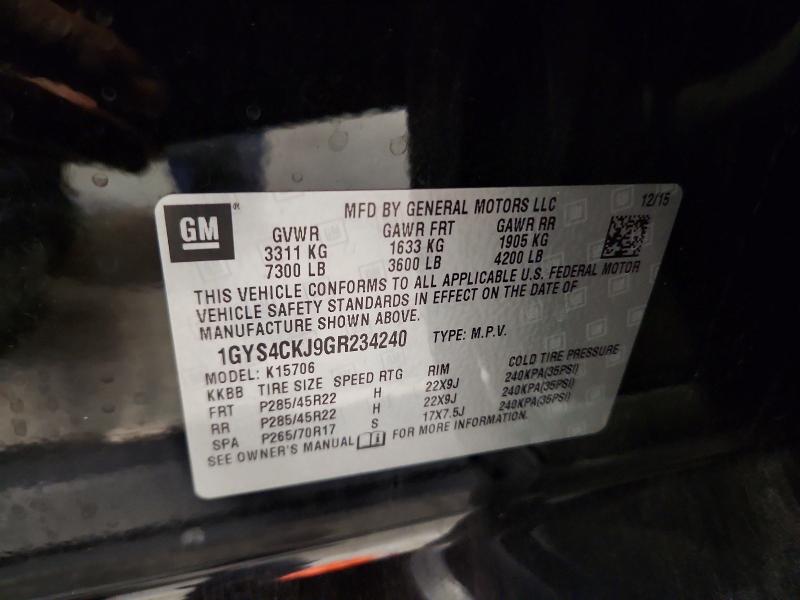 2016 Cadillac Escalade მანქანა იყიდება აუქციონზე, vin: 1GYS4CKJ9GR234240, აუქციონის ნომერი: 70075716
