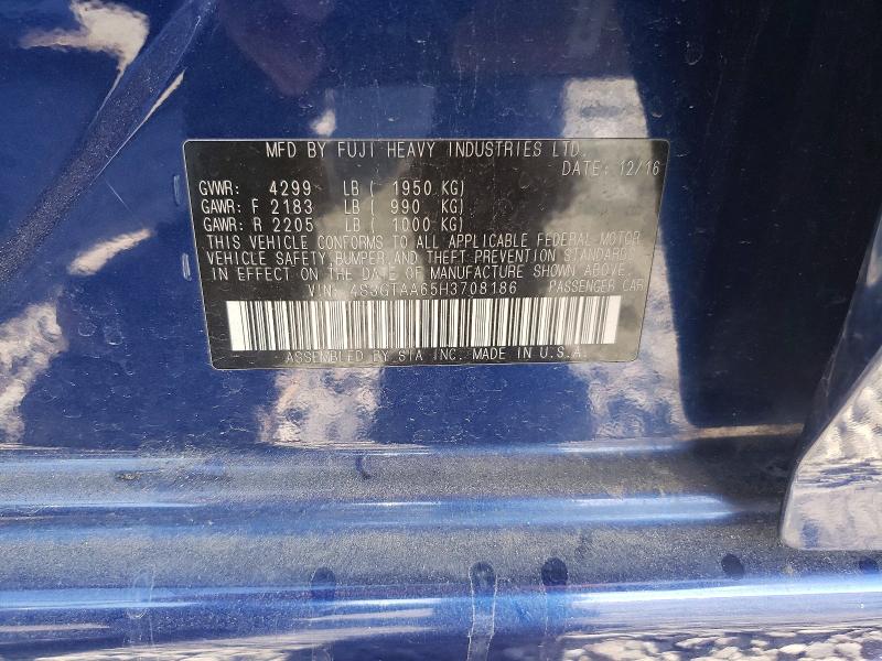68422666 :رقم المزاد ، 4S3GTAA65H3708186 vin ، 2017 Subaru Impreza مزاد بيع