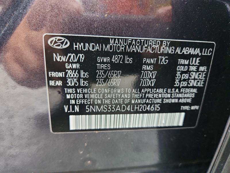 Продаж на аукціоні авто 2020 Hyundai Santa Fe, vin: 5NMS33AD4LH204615, номер лоту: 70148246