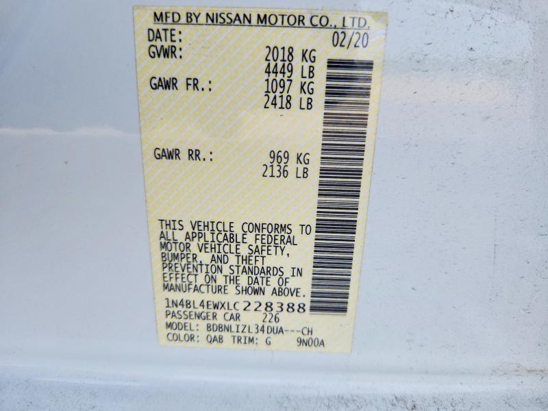 Продажа на аукционе авто 2020 Nissan Altima, vin: 1N4BL4EWXLC228388, номер лота: 67617036