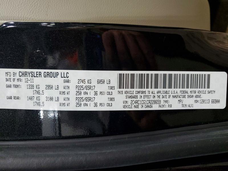 Auction sale of the 2012 Chrysler Town & Country, vin: 2C4RC1CG1CR228659        , lot number: 68807706