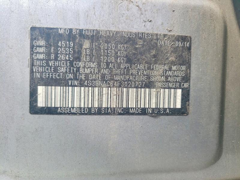 69216486 :رقم المزاد ، 4S3BNAC64F3020727 vin ، 2015 Subaru Legacy مزاد بيع