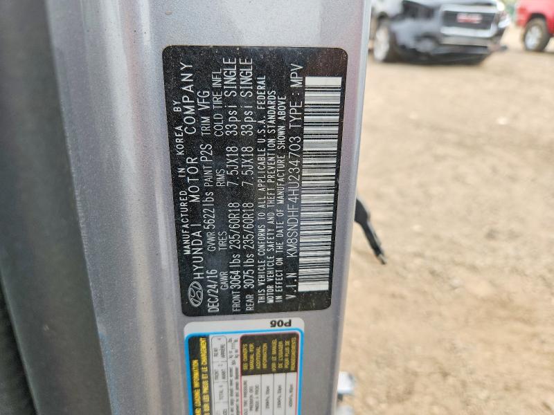 68771266 :رقم المزاد ، KM8SNDHF4HU234703 vin ، 2017 Hyundai Santa Fe مزاد بيع