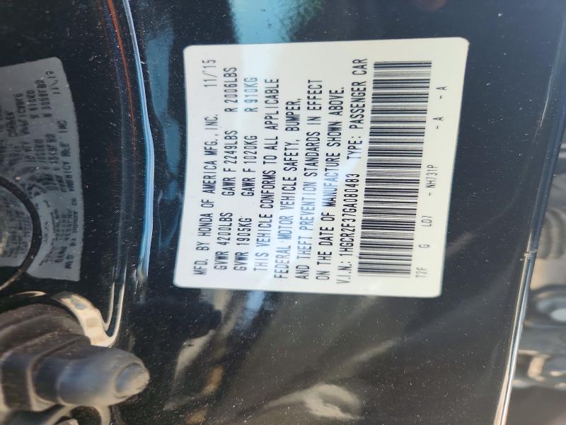 Продажа на аукционе авто 2016 Honda Accord, vin: 1HGCR2F37GA080483, номер лота: 69090836