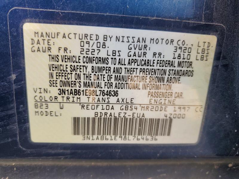 61103096 :رقم المزاد ، 3N1AB61E98L764636 vin ، 2008 Nissan Sentra مزاد بيع