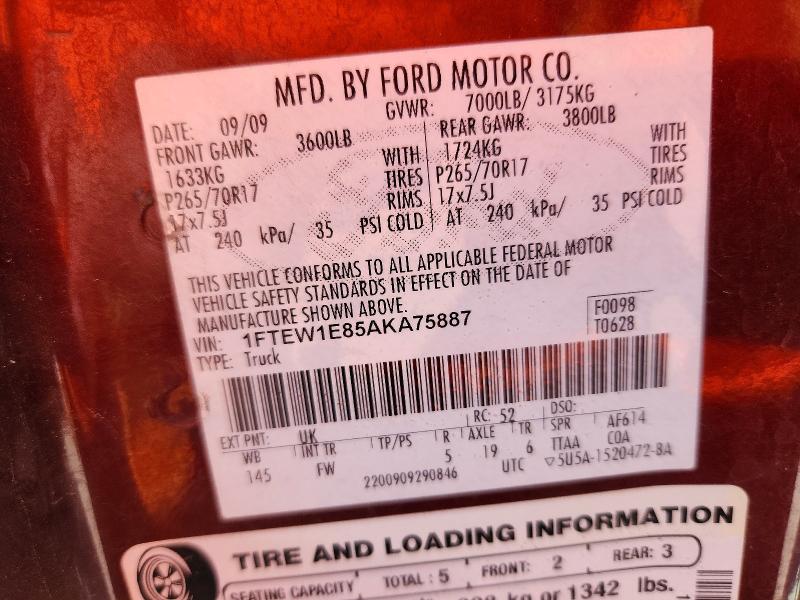 Aukcja sprzedaży 2010 Ford F150, vin: 1FTEW1E85AKA75887, numer aukcji: 68744706