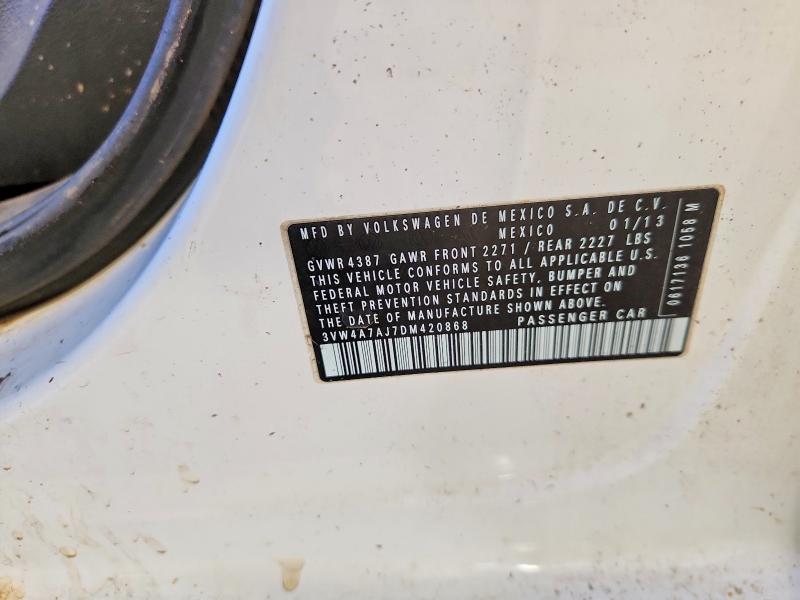 Aukcja sprzedaży 2013 Volkswagen Jetta, vin: 3VW4A7AJ7DM420868, numer aukcji: 68200316